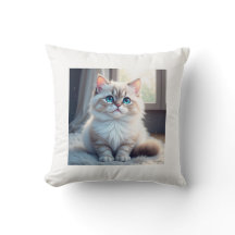 “Sommeil de chat douillet – Coussin décoratif avec