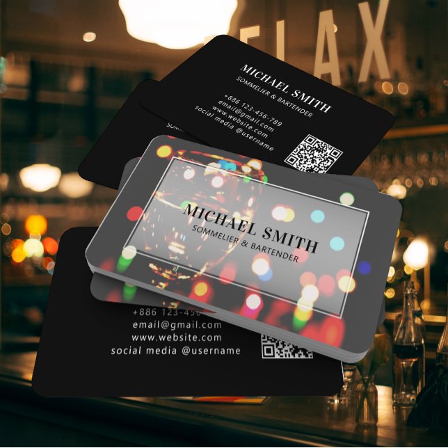 Sommelier Bartender Cocktail Nightclub Business Card (Creator Uploaded)
