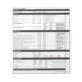 Sommelier Deductive Tasting Grid White Wine Blank  Notepad
