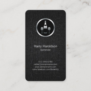 Sommelier Wine Bottle and Glass Icon Business Card