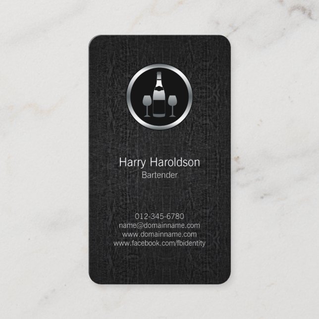 Sommelier Wine Bottle and Glass Icon Business Card (Front)