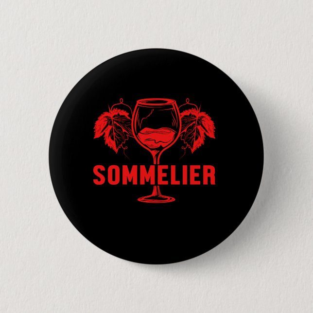 Sommelier Wine Glas Grapes Winemaker Red Wine Gift 2 Inch Round Button (Front)
