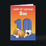 Son 10th Birthday Sports Balls Card<br><div class="desc">For a birthday that will be happening soon,  it would be wise to get this card as early as today so you would be ready and able to give this to your dearest son once the day of his 10th birthday celebration arrives.</div>