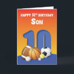 Son 10th Birthday Sports Balls Card<br><div class="desc">For a birthday that will be happening soon,  it would be wise to get this card as early as today so you would be ready and able to give this to your dearest son once the day of his 10th birthday celebration arrives.</div>