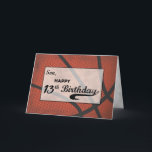 Son 13th Birthday Basketball Large Distressed Card<br><div class="desc">When you kid dreams of becoming a famous basketball star then you may have just found the card that would make him truly shine as he celebrates his 12th birthday in the coming days. Get this card for him now! THE TEXT ON THE COVER OF THIS CARD IS GRUNGE STYLE...</div>