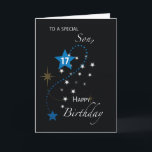 Son 17th Birthday Star Inspirational Blue & Black Card<br><div class="desc">Let your son know that he is special and that he deserves every happiness by giving him this inspirational card for his upcoming 17th birthday. Let the stars sparkle on his special day.</div>