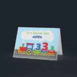 Son 3rd Birthday Colourful Train on Track Card<br><div class="desc">When you want to give something personalized for your son on his 2nd birthday then this card might just be the one you need. Personalize this with his name on the front to send him fun birthday greetings as he turns three.</div>