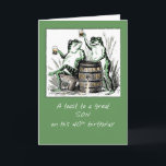 Son 40th Birthday Frogs Toasting with Beer Card<br><div class="desc">Today is the day to celebrate your son’s 40th milestone birthday! Green frogs on a green background are toasting to this special birthday!
Vintage image courtesy of Clipart.</div>