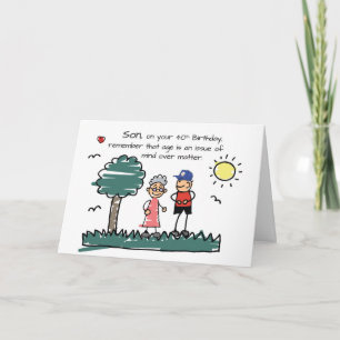 Son 40th Birthday Humourous Stick Figures Card