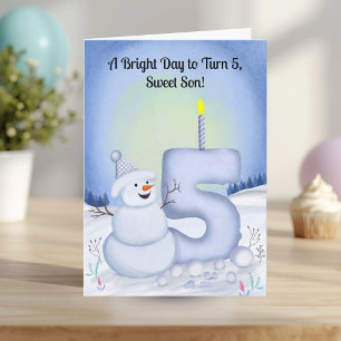 Son 5th Birthday Snowman Snowy  Card