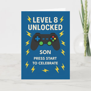 Son 8th Birthday Game Controller Age 8 Unlocked Card