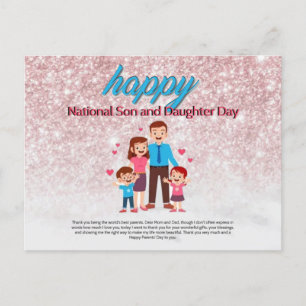son and daughter day cute postcard