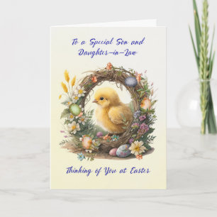 Son and Daughter-in-Law Easter Chick in Grapevine Card