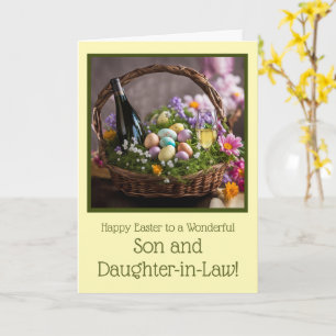 Son and Daughter in Law Happy Easter Wine Funny Card