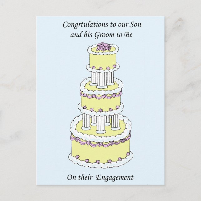 Son and Groom to Be Engagement Congratulations Announcement Postcard (Front)