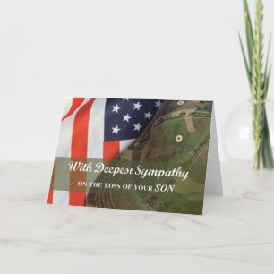Son Army Military Soldier Sympathy Hat with Flag Card