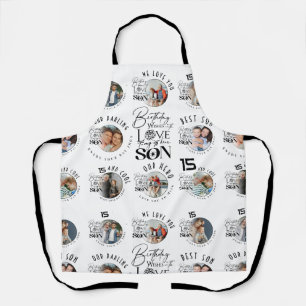 Son Birthday 8 Photo Collage Typography Apron