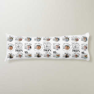 Son Birthday 8 Photo Collage Typography Body Pillow