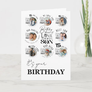 Son Birthday 8 Photo Collage Typography  Card
