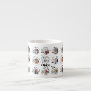 Son Birthday 8 Photo Collage Typography Espresso Cup