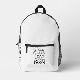 Son Birthday 8 Photo Collage Typography Printed Backpack