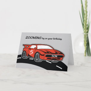 Son Birthday Age 5 Red Sports Car Card