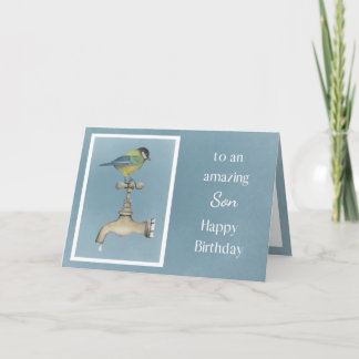 Son birthday card - watercolour bird