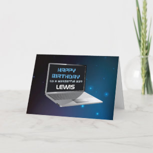 Son Birthday Customizable Name with Computer Card