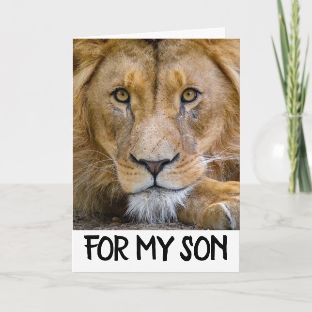 SON BIRTHDAY LION (BIG CAT) CARD (Front)