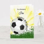 Son Birthday Soccer Card<br><div class="desc">Give your soccer loving son a football card with an explosive football theme! A football with the words 'To a wonderful son'.</div>