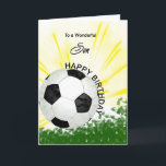 Son Birthday Soccer Card<br><div class="desc">Give your soccer loving son a football card with an explosive football theme! A football with the words 'To a wonderful son'.</div>