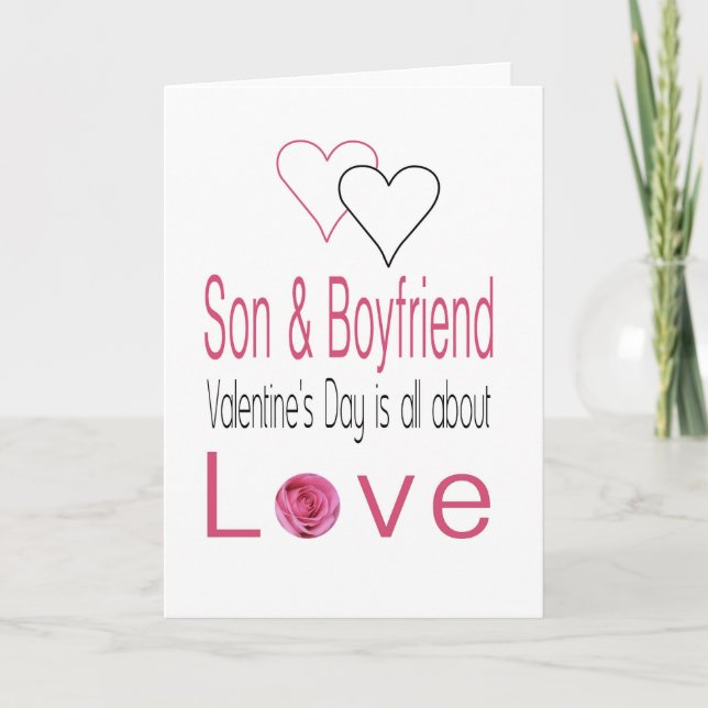 Son & Boyfriend   Happy Valentine's Day Roses Holiday Card (Front)
