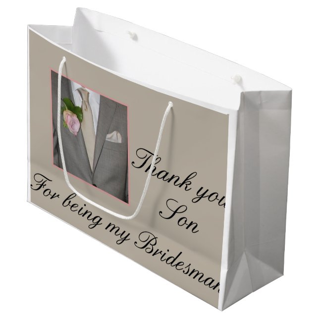 Son Bridesman thank you Large Gift Bag (Front Angled)