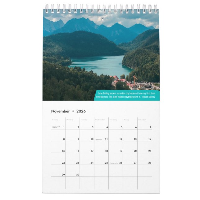 Son calendrier de voyage Aventures 2022 (Nov 2026)