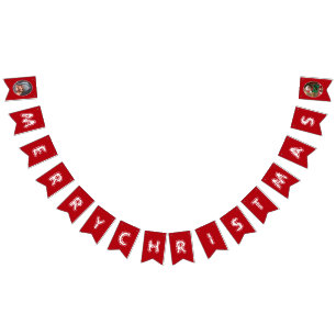 Son Christmas Party   Red Photo Bunting Flags