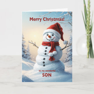 Son Christmas Snowman  Holiday Card