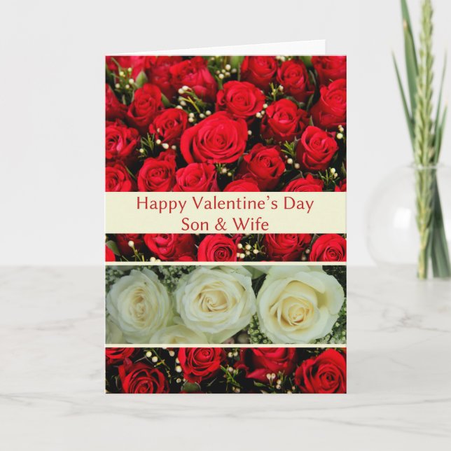 Son & Daughter in Law Happy Valentine's Day Roses Holiday Card (Front)