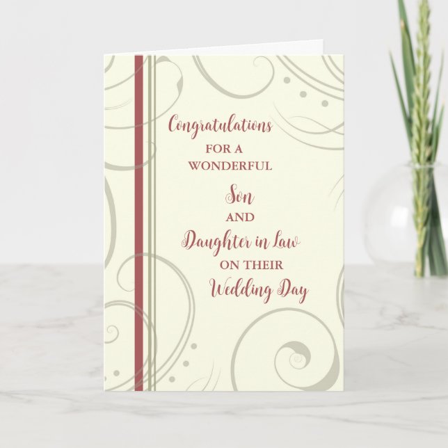 Son & Daughter in Law Wedding Day Congratulations Card (Front)