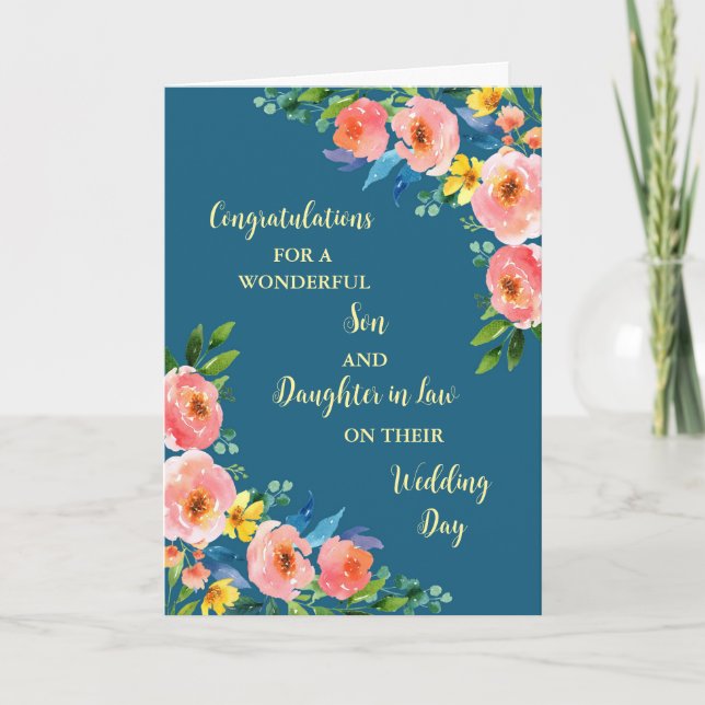 Son & Daughter in Law Wedding Day Congratulations Card (Front)