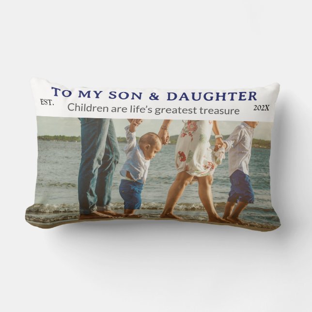 Son & Daughter Personalized Throw Pillow Gift (Front)