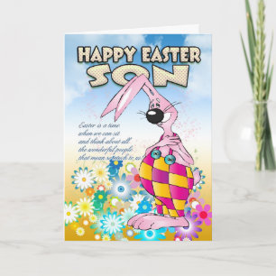 Son Easter Card - Easter Bunny Flowers