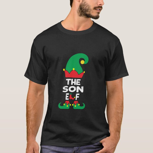 Son Elf Matching Family Group Christmas Party Pyja T-Shirt (Front)