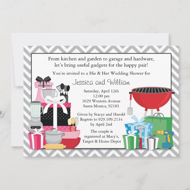 Son et sien invitation de wedding shower (Devant)