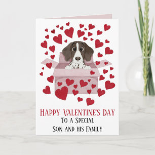 Son & Family  Puppy in Box Valentine's  Card