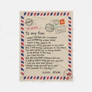 Son Gift   Letter To My Son Love From Mom Fleece Blanket
