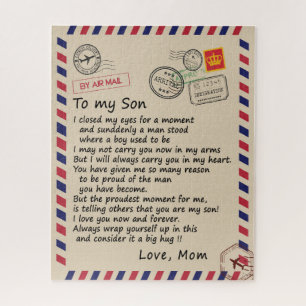 Son Gift Letter To My Son Love From Mom Jigsaw Puzzle