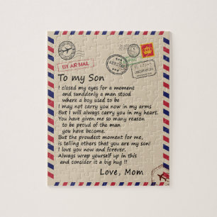 Son Gift   Letter To My Son Love From Mom Jigsaw Puzzle