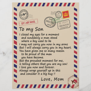 Son Gift Letter To My Son Love From Mom Letterhead