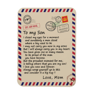 Son Gift   Letter To My Son Love From Mom Magnet