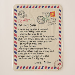 Son Gift   Letter To My Son Love From Mom Sherpa Blanket